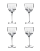 Fire klare Nick og Nora cocktailglas med slank stilk